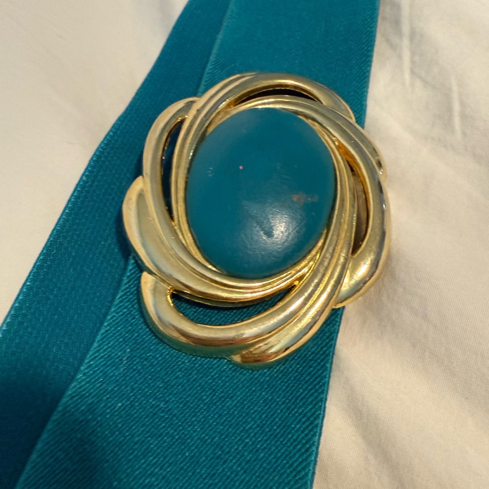 Vintage Teal and Gold Women's Belt